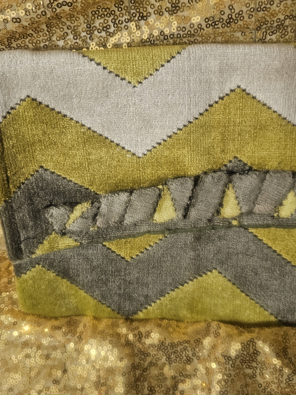 Chevron Accent Pillow in Yellow and Gray